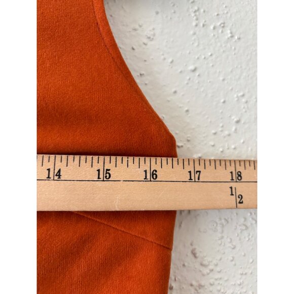 Veeko Orange Suede Sleeveless Dress With Eyelet Hem - Picture 6 of 8